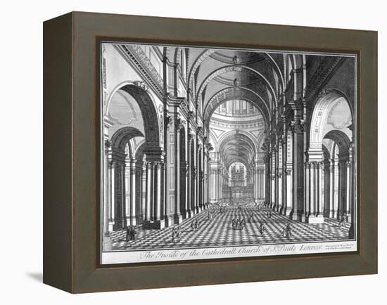 Interior View of St Paul's Cathedral, Looking East Along the Nave, City of London, 1720-null-Framed Premier Image Canvas