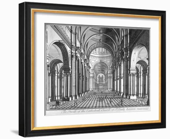 Interior View of St Paul's Cathedral, Looking East Along the Nave, City of London, 1720-null-Framed Giclee Print