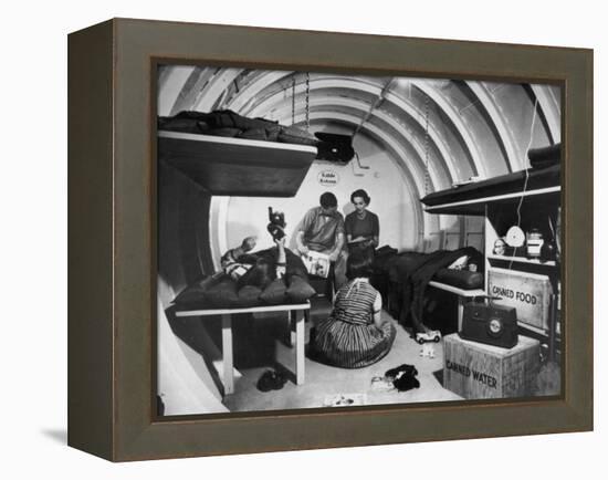 Interior View of Steel Underground Radiation Fallout Shelter Where Couple Relaxes with 3 Children-Walter Sanders-Framed Premier Image Canvas