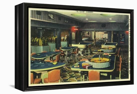 Interior View of the 21 Club Casino, Hotel Last Frontier - Las Vegas, NV-Lantern Press-Framed Stretched Canvas