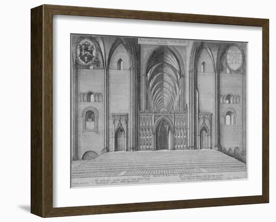 Interior View of the Choir of the Old St Paul's Cathedral from the West, City of London, 1656-Wenceslaus Hollar-Framed Giclee Print