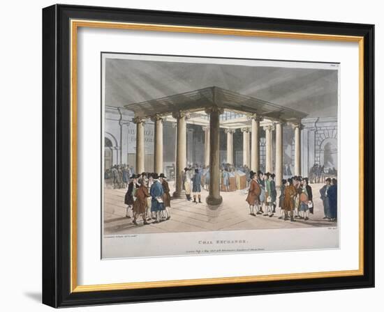Interior View of the Coal Exchange, Thames Street, City of London, 1808-Thomas Rowlandson-Framed Giclee Print
