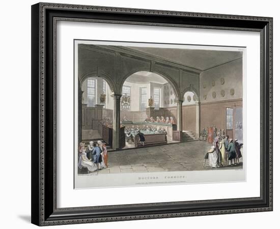 Interior View of the Doctors' Commons, City of London, 1808-Joseph Constantine Stadler-Framed Giclee Print