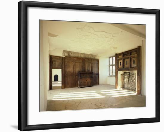 Interior View of the First Floor Room in the Tudor Mansion, Helmsley Castle, North Yorkshire, UK-English Heritage-Framed Photo