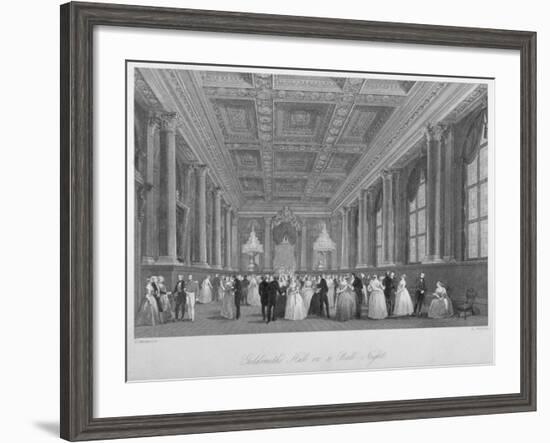 Interior View of the Goldsmiths' Hall on a Ball Night, City of London, 1840-Harden Sidney Melville-Framed Giclee Print