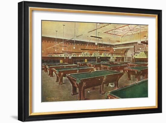 Interior View of the Graney Pool Hall - San Francisco, CA-Lantern Press-Framed Art Print