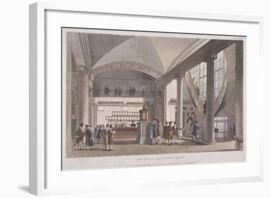 Interior View of the Hall in the Auction Mart, Bartholomew Lane, City of London, 1811-Thomas Rowlandson-Framed Giclee Print