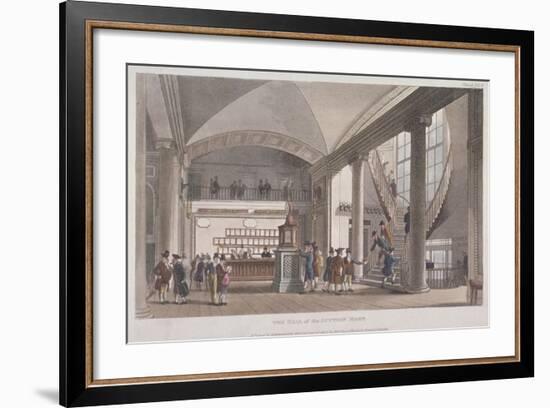 Interior View of the Hall in the Auction Mart, Bartholomew Lane, City of London, 1811-Thomas Rowlandson-Framed Giclee Print