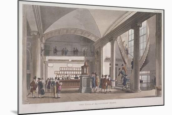 Interior View of the Hall in the Auction Mart, Bartholomew Lane, City of London, 1811-Thomas Rowlandson-Mounted Giclee Print