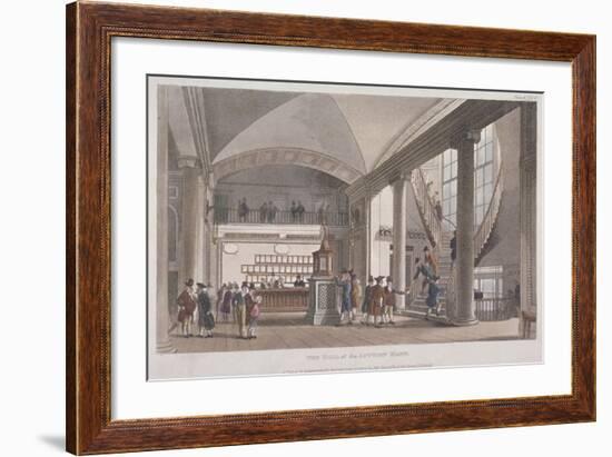 Interior View of the Hall in the Auction Mart, Bartholomew Lane, City of London, 1811-Thomas Rowlandson-Framed Giclee Print