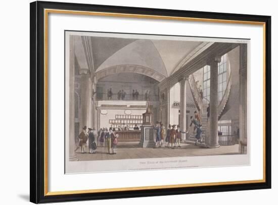 Interior View of the Hall in the Auction Mart, Bartholomew Lane, City of London, 1811-Thomas Rowlandson-Framed Giclee Print