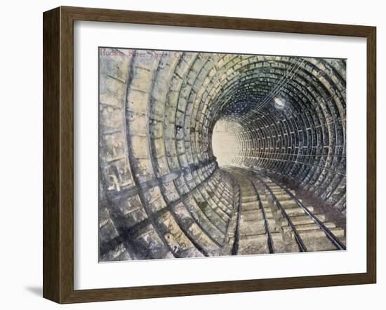 Interior View of the Hudson River Tunnel Between New York and New Jersey-null-Framed Photographic Print