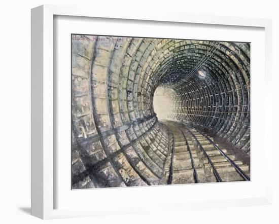 Interior View of the Hudson River Tunnel Between New York and New Jersey-null-Framed Photographic Print