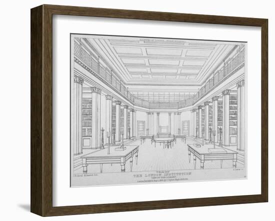 Interior View of the Library in the London Institution, Finsbury Circus, City of London, 1824-James Carter-Framed Giclee Print