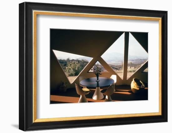 Interior View of the Living Room Interior of a Geodesic Dome House-John Dominis-Framed Photographic Print