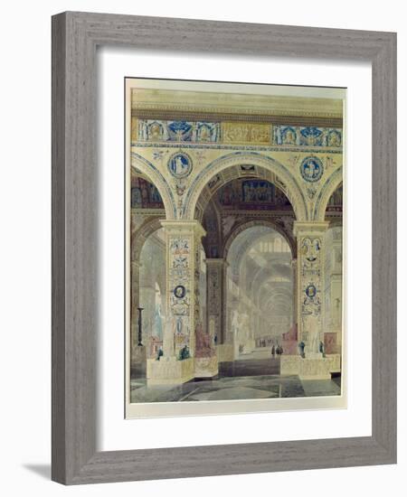 Interior View of the Louvre (Gouache & W/C on Paper)-Charles Percier-Framed Giclee Print