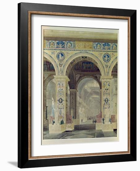 Interior View of the Louvre (Gouache & W/C on Paper)-Charles Percier-Framed Giclee Print