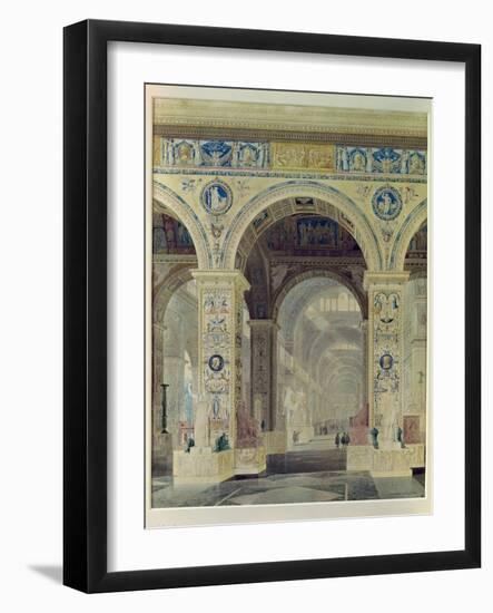 Interior View of the Louvre (Gouache & W/C on Paper)-Charles Percier-Framed Giclee Print