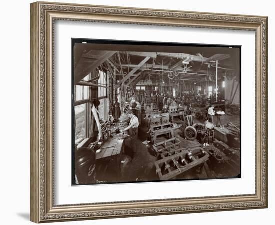 Interior View of the New York Yacht, Launch and Engine Co. on the Harlem River, New York, 1905-Byron Company-Framed Giclee Print