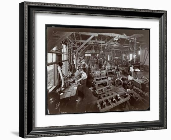 Interior View of the New York Yacht, Launch and Engine Co. on the Harlem River, New York, 1905-Byron Company-Framed Giclee Print