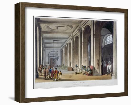 Interior View of the Royal Stables, King's Mews, Charing Cross, Westminster, London, 1808-Thomas Rowlandson-Framed Giclee Print