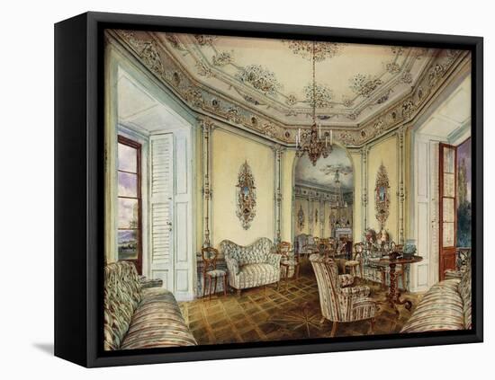Interior view of the Salon of a Castle in Obertwaltersdorf-Alt Rudolf-Framed Premier Image Canvas