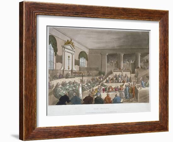 Interior View of the Sessions House, Old Bailey, with a Court in Session, City of London, 1809-Joseph Constantine Stadler-Framed Giclee Print