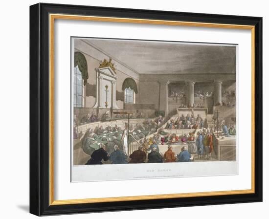 Interior View of the Sessions House, Old Bailey, with a Court in Session, City of London, 1809-Joseph Constantine Stadler-Framed Giclee Print