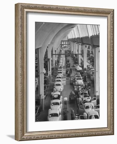 Interior View of Volkswagen Plant, Showing Assembly Lines-Walter Sanders-Framed Photographic Print