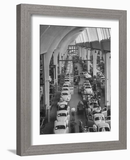 Interior View of Volkswagen Plant, Showing Assembly Lines-Walter Sanders-Framed Photographic Print