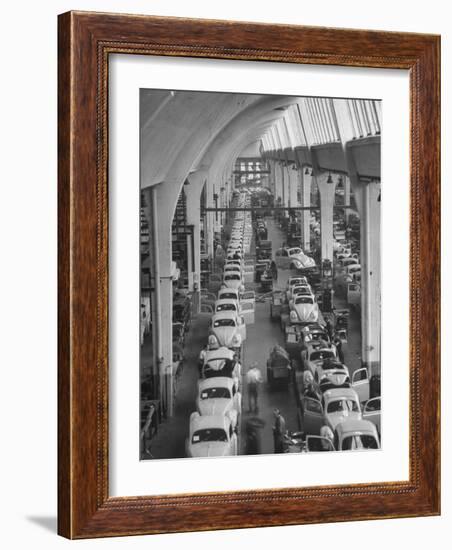 Interior View of Volkswagen Plant, Showing Assembly Lines-Walter Sanders-Framed Photographic Print