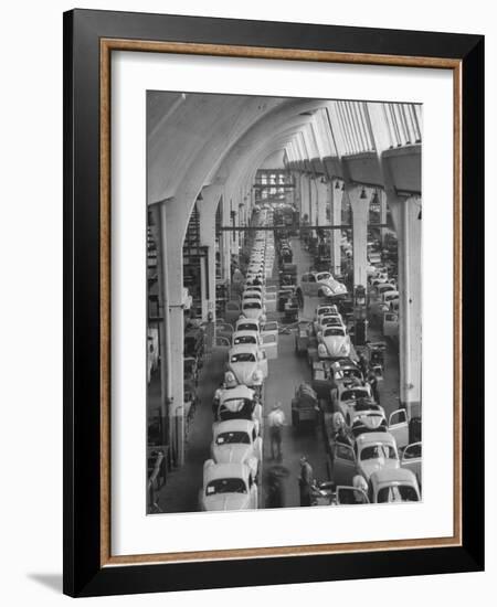 Interior View of Volkswagen Plant, Showing Assembly Lines-Walter Sanders-Framed Photographic Print