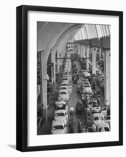 Interior View of Volkswagen Plant, Showing Assembly Lines-Walter Sanders-Framed Photographic Print