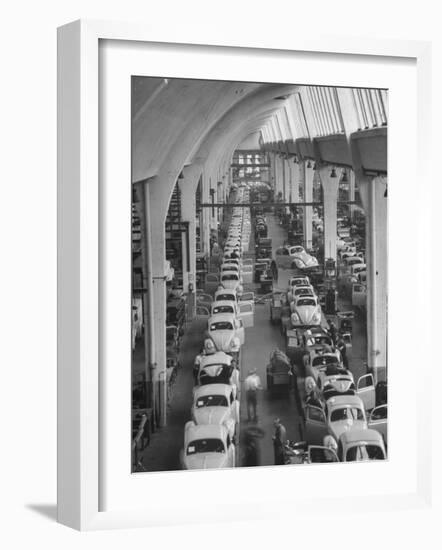 Interior View of Volkswagen Plant, Showing Assembly Lines-Walter Sanders-Framed Photographic Print