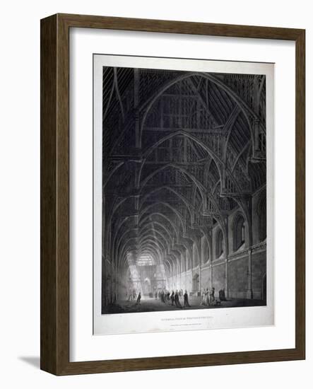 Interior View of Westminster Hall Showing the Fine Hammerbeam Roof, London, 1801-George Hawkins-Framed Giclee Print