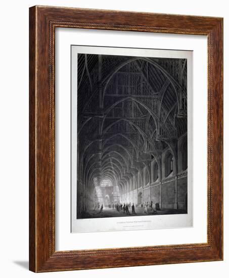 Interior View of Westminster Hall Showing the Fine Hammerbeam Roof, London, 1801-George Hawkins-Framed Giclee Print