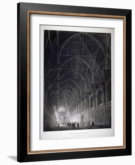 Interior View of Westminster Hall Showing the Fine Hammerbeam Roof, London, 1801-George Hawkins-Framed Giclee Print