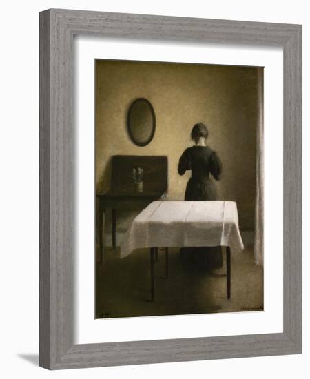 Interior with a back woman, 1898-Vilhelm Hammershoi-Framed Giclee Print