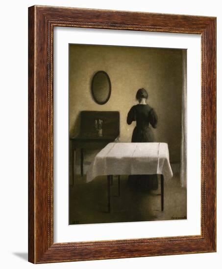 Interior with a back woman, 1898-Vilhelm Hammershoi-Framed Giclee Print