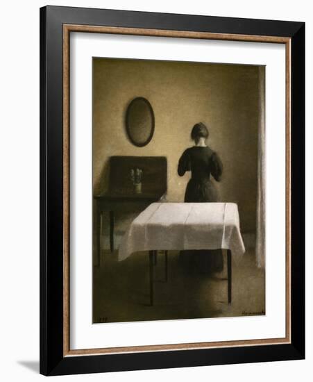 Interior with a back woman, 1898-Vilhelm Hammershoi-Framed Giclee Print