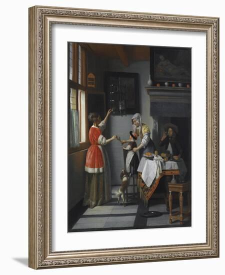 Interior with a Child Feeding a Parrot Par Hooch, Pieter, De (1629-1684). Oil on Canvas, Size : 79,-Pieter de Hooch-Framed Giclee Print