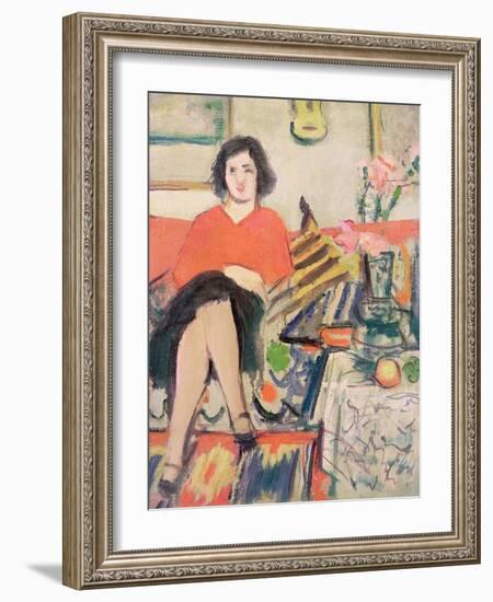 Interior with a Figure-George Leslie Hunter-Framed Giclee Print