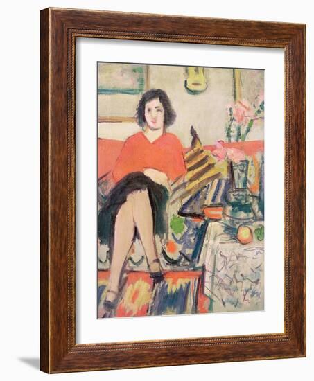 Interior with a Figure-George Leslie Hunter-Framed Giclee Print