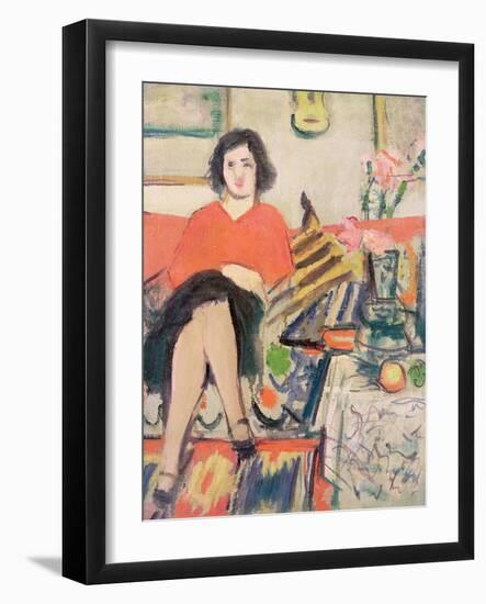 Interior with a Figure-George Leslie Hunter-Framed Giclee Print