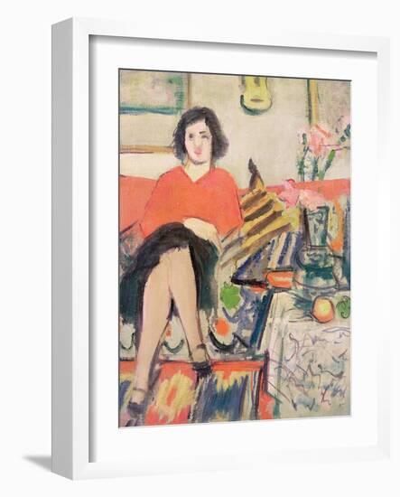 Interior with a Figure-George Leslie Hunter-Framed Giclee Print