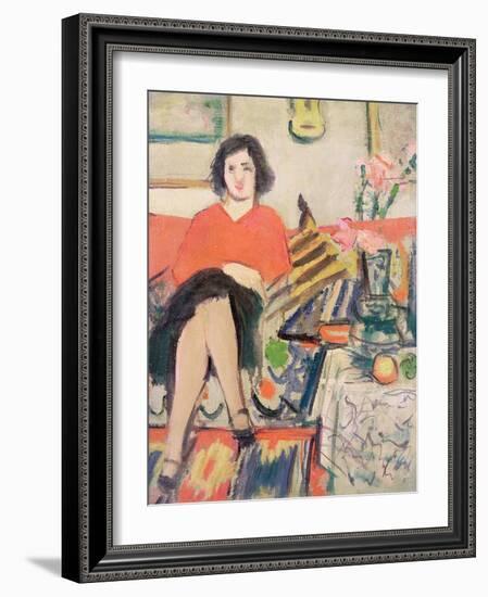 Interior with a Figure-George Leslie Hunter-Framed Giclee Print