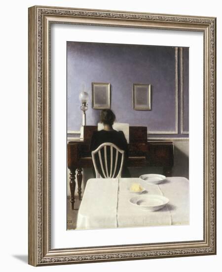 Interior with a Girl at the Clavier, 1901-Vilhelm Hammershoi-Framed Giclee Print