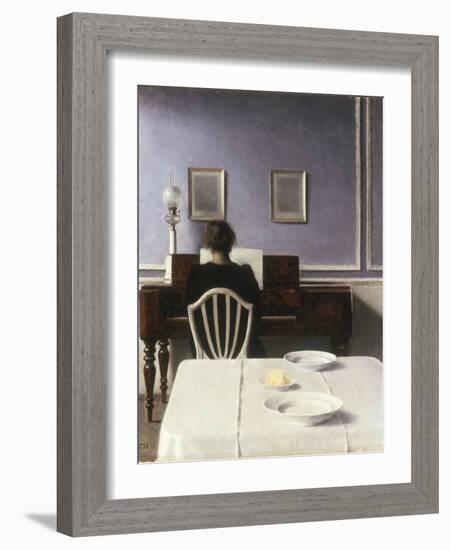 Interior with a Girl at the Clavier, 1901-Vilhelm Hammershoi-Framed Giclee Print