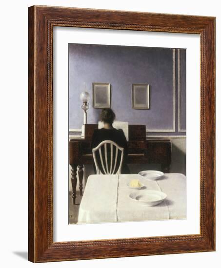 Interior with a Girl at the Clavier, 1901-Vilhelm Hammershoi-Framed Giclee Print