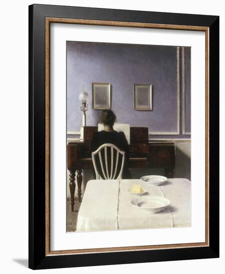 Interior with a Girl at the Clavier, 1901-Vilhelm Hammershoi-Framed Giclee Print